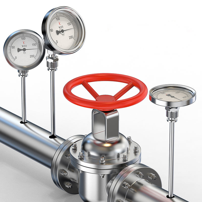 Tipo axial-radial industrial comprimento personalizado 1/2 rosca 304 aço inoxidável 1.6 termômetro bimetálico tipo ponteiro de precisão