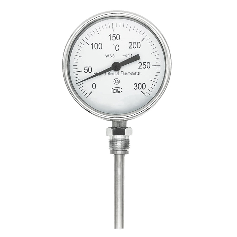 Tipo axial-radial industrial comprimento personalizado 1/2 rosca 304 aço inoxidável 1.6 termômetro bimetálico tipo ponteiro de precisão