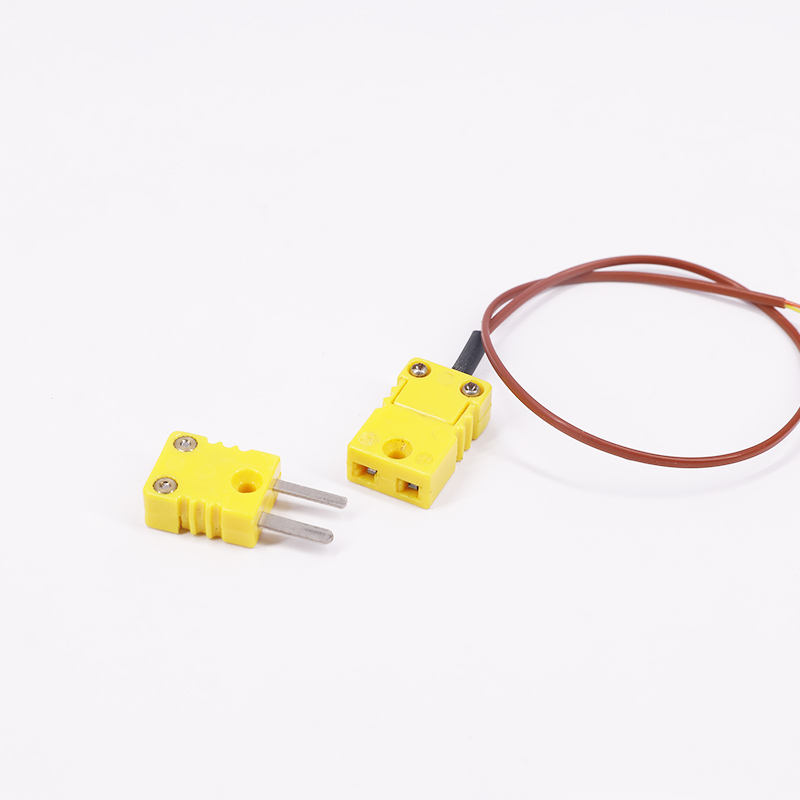 Cabo de extensão de termopar de 2 fios para medição de temperatura com bainha de PTFE marrom e plugue de termopar para sensor tipo K de contato direto