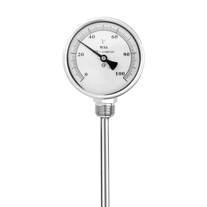 Tipo axial-radial industrial comprimento personalizado 1/2 rosca 304 aço inoxidável 1.6 termômetro bimetálico tipo ponteiro de precisão