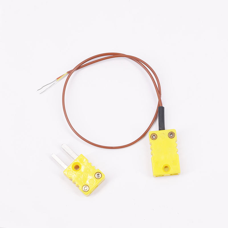 Cabo de extensão de termopar de 2 fios para medição de temperatura com bainha de PTFE marrom e plugue de termopar para sensor tipo K de contato direto