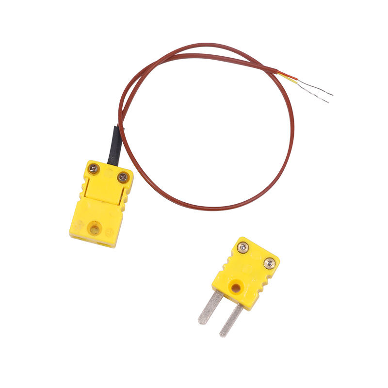 Cabo de extensão de termopar de 2 fios para medição de temperatura com bainha de PTFE marrom e plugue de termopar para sensor tipo K de contato direto