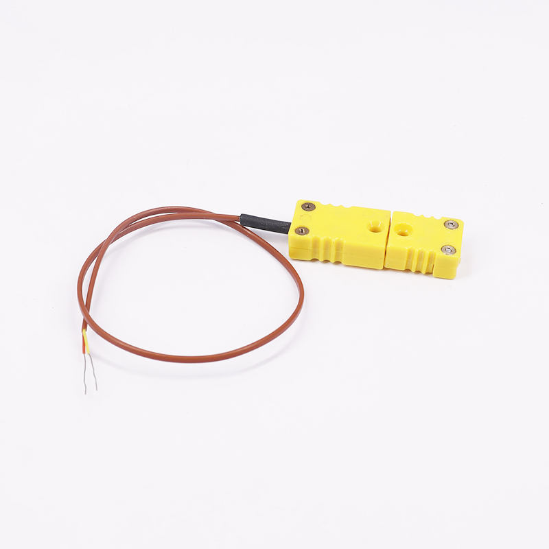 Cabo de extensão de termopar de 2 fios para medição de temperatura com bainha de PTFE marrom e plugue de termopar para sensor tipo K de contato direto