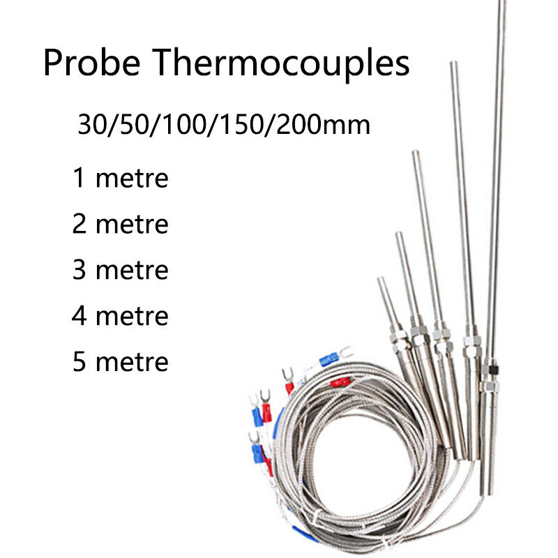 Termopar flexível com agulha blindada, Tipo K, 2 fios, termopar de alta temperatura e alta precisão com sensor PT100 RTD estendido